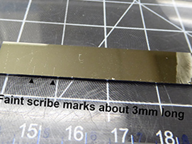 Scribe marks on 1 cm strip